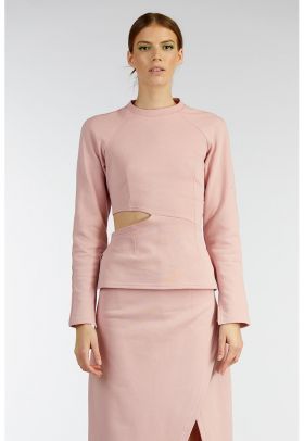 Bluza de bumbac organic cu decupaj lateral