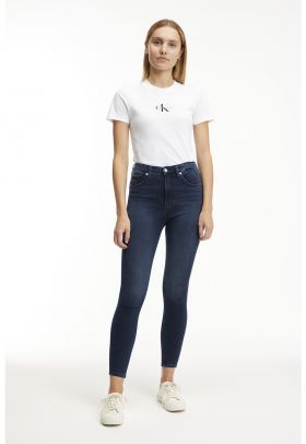 Blugi skinny crop cu talie inalta