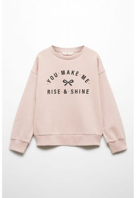 Bluza de trening cu imprimeu text si maneci cazute Rise