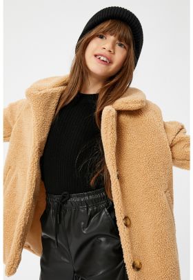 Palton de blana shearling sintetica cu buzunare