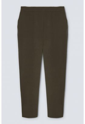 Pantaloni crop cu talie elastica