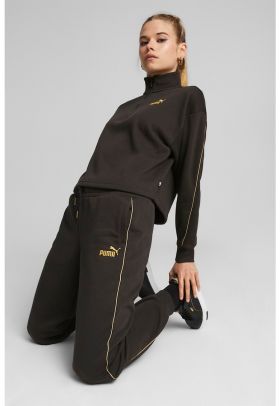 Bluza sport cu maneci cazute si fenta cu fermoar Essentials Minimal Gold