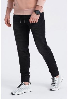 Pantaloni jogger de denim cu snururi