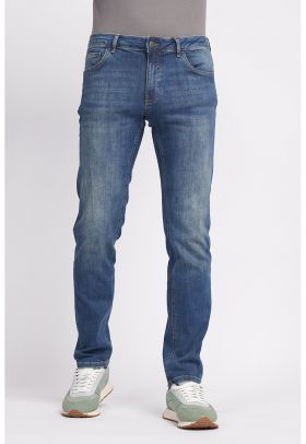 Blugi regular fit cu aspect decolorat