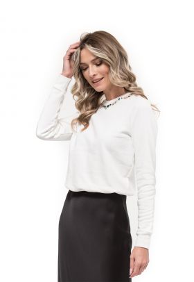 Bluza de trening cu pietre la decolteu Myra