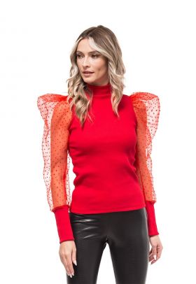 Bluza striata cu maneci bufante Calia