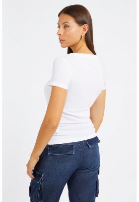 Tricou slim fit cu decolteu rotund si imprimeu