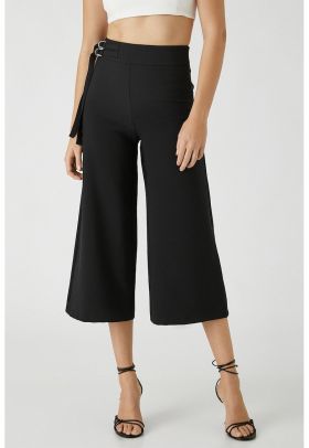 Pantaloni culotte uni cu talie inalta