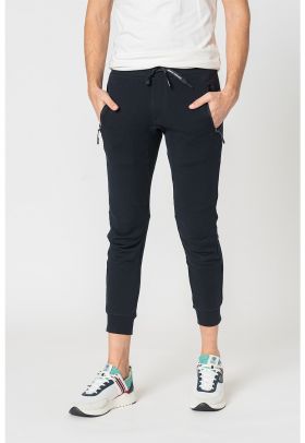 Pantaloni sport conici cu buzunare cu fermoar