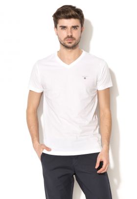 Tricou slim fit cu decolteu in V Original 10005