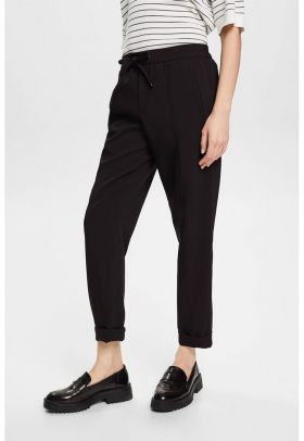 Pantaloni crop cu snur in talie