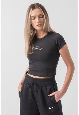 Tricou crop cu logo