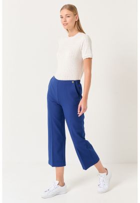 Pantaloni crop cu talie inalta