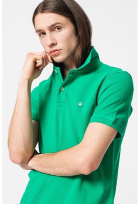 Tricou polo regular fit cu aspect pique