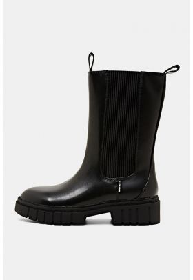 Cizme mid-calf Chelsea de piele ecologica
