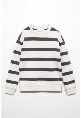 Bluza de trening cu decolteu la baza gatului si model in dungi