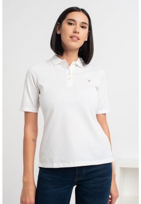 Tricou polo din pique cu logo mic brodat