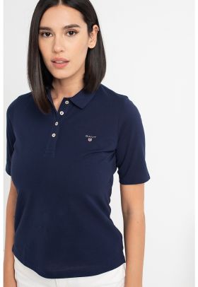 Tricou polo din pique cu logo mic brodat