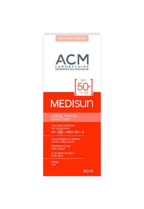 Crema colorata pentru protectie solara ACM Medisun SPF 50+ light tint - 40 ml