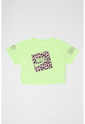 Tricou crop cu animal print si logo