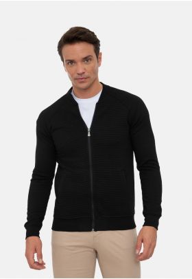 Cardigan striat cu fermoar