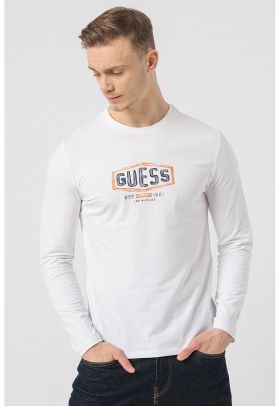 Bluza cu decolteu la baza gatului si imprimeu logo
