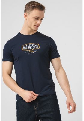 Tricou cu decolteu la baza gatului si imprimeu logo