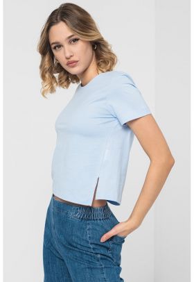 Tricou crop cu decolteu rotund