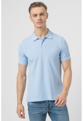 Tricou polo regular fit cu aspect pique