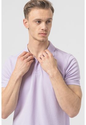 Tricou polo regular fit cu aspect pique