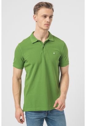 Tricou polo regular fit cu aspect pique