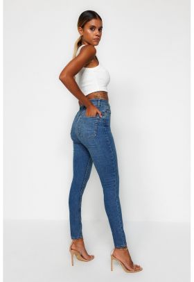Blugi skinny cu talie inalta