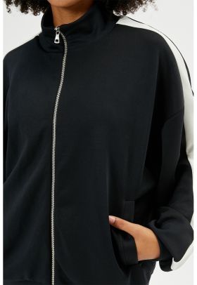 Bluza de trening din amestec de modal cu fermoar