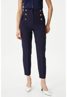 Pantaloni eleganti crop cu croiala conica