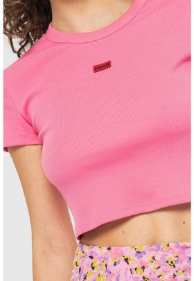 Tricou crop cu aspect striat