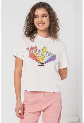 Tricou crop cu logo