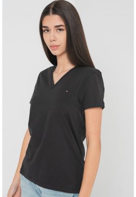 Tricou cu decolteu in V si model uni