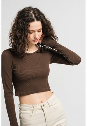 Bluza crop cu aspect striat