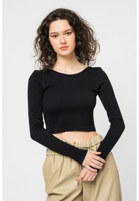 Bluza crop cu aspect striat