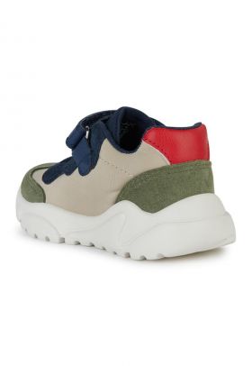 Pantofi sport cu inchidere velcro si detalii din piele intoarsa