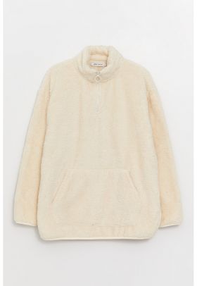Bluza de trening din material teddy cu buzunar kangaroo