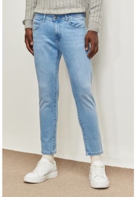 Blugi slim fit cu aspect decolorat