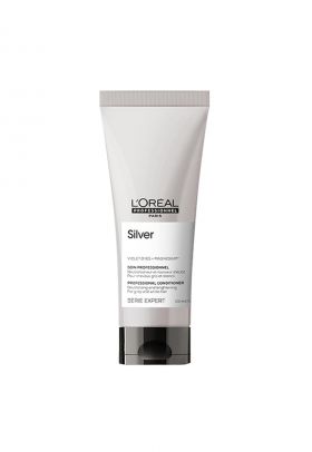 Balsam de par - L’Oreal Professionnel Serie Expert Silver - pentru a neutraliza tonurile galbene nedorite - cu magneziu si agenti anti-ingalbenire - pentru parul carunt sau cu tonuri galbene - 200ml