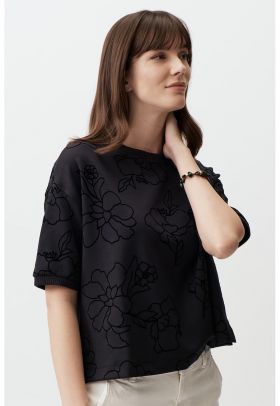 Tricou din amestec de modal cu model floral