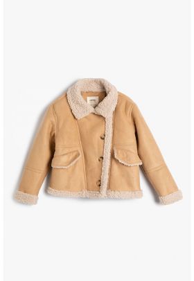 Haina de blana shearling sintetica cu detalii teddy