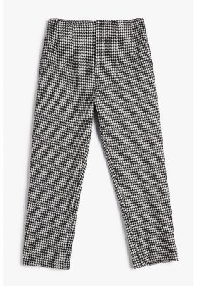 Pantaloni conici cu model houndstooth