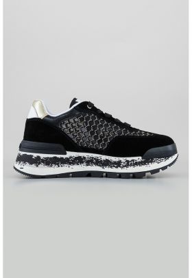 Pantofi sport cu talpa wedge si garnituri din piele intoarsa