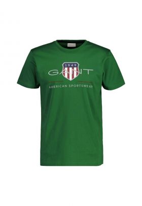 Tricou cu decolteu la baza gatului si imprimeu logo Archive Shield