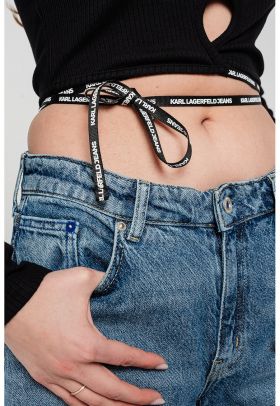 Bluza crop cu snururi cu logo
