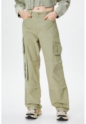 Pantaloni cargo uni de bumbac